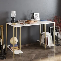 Hanah home Radni sto 125x73,8x60?cm Belo-Zlatni