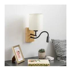 Brilagi - LED zidna svetiljka NUBILA WOOD 1xE27/25W/230V+LED/3W hrast/crna/krem