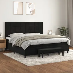 shumee Box spring postelja z vzmetnico črna 200x200 cm žamet