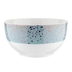 Florina Spots Modra pozlačena porcelanasta skleda za solato, 13 cm