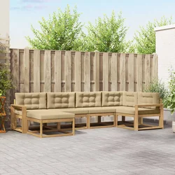 Set vanjskih sofa s jastukom 5 pcs Bijela i bež Poliester