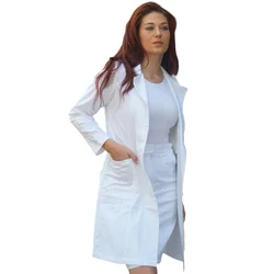 Nina Ženske medicinski mantil na kopčanje, Beli