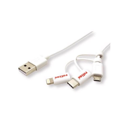 Secomp Roline USB 2.0 Charge & Sync A micro B + 8 pin + C m/m 1.0m ( 5366 )