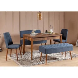 Hanah Home Set trpezarijski sto, 2 trpezarijske stolice i 2 klupe Vina 1048 Orah
