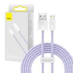 1 to 3 Baseus Dynamic Usb To Lightning Kabel, 2,4 A, 2 M (Vijoličen)