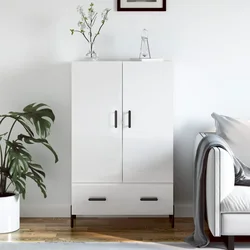 Visoka komoda sjajna bijela 69,5x31x115 cm konstruirano drvo