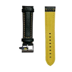 Kožni kaiš Diloy 20mm DIL394.1.10 Crni sa žutim štepom