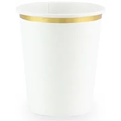 Papirnati kozarci, beli, zlat rob, 260 ml, 6 kosov.