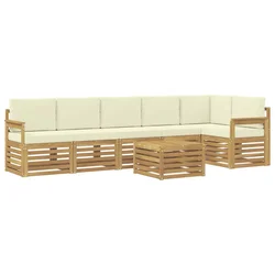 Set vanjskih sofa 7 pcs Bijela i krem 59 x 59 x 37 cm Poliester