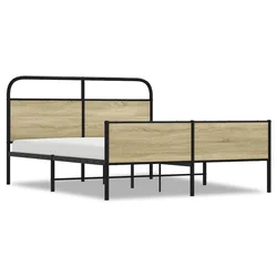 Vidaxl Kovinski posteljni okvir brez vzmetnice sonoma hrast 160x200 cm