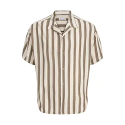 JACK & JONES Srajca JJEJEFF kremna/rjava/črna