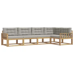 Set vanjskih sofa 4 pcs Bijela i svjetlosiva Poliester