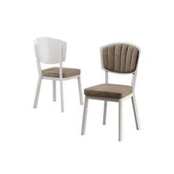 Hanah Home set trpezarijskih stolica Nape 6 kom, kapućino tkanina Babyface, bele metalne noge