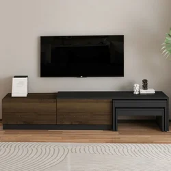 HANAH HOME TV polica Nest Anthracite Antique Walnut
