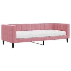 Vidaxl Dnevna postelja z vzmetnico roza 80x200 cm žamet