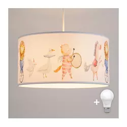 Brilagi - LED Dečji luster na sajli BOBO 1xE27/10W/230V prečnik 35 cm bela/životinjice
