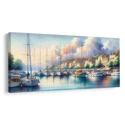 Slika pristanišče z barvitimi hišami - 120x60