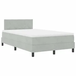 Vidaxl LED Box Spring Postelja Svetlo siva 120 x 200 cm Žamet
