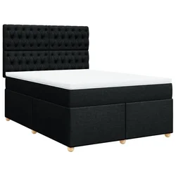 Vidaxl Box spring postelja z vzmetnico črna 160x200 cm blago