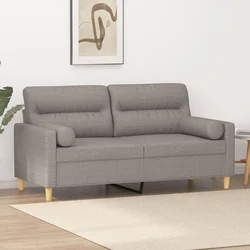 Dvosjed s ukrasnim jastucima smeđesivi 140 cm od tkanine