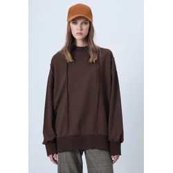 Trend Alaçati Stili Majica temno rjava