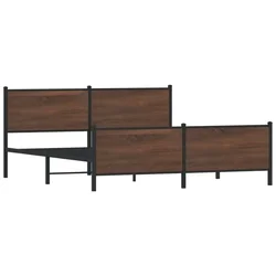 Vidaxl Kovinski posteljni okvir brez vzmetnice rjavi hrast 183x213 cm