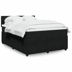 vidaXL Box spring postelja z vzmetnico črna 160x200 cm žamet