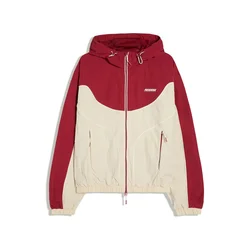 Bershka Prehodna jakna kremna / temno rdeča