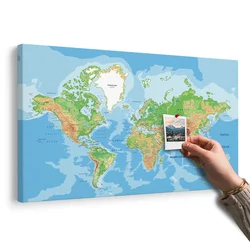 Slika na pluti klasični zemljevid sveta - 150x100 metallic