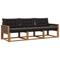 Set vanjskih sofa s jastukom 3 pcs Prirodna i crna
