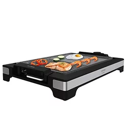 CECOTEC Tasty&Grill 2000 InoxStone Electric Grill Plate 2000 W, Design Structure and Stainless Steel Finish, Adjustable Temperature Controller and Non-Stick Coating Plate with Frying Surface (Inox