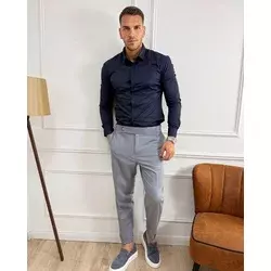 Squareonline Muške elegantne pantalone, Svetlosive