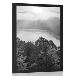 Plakat reka sredi gozda v črnobeli varianti - 30x45 silver