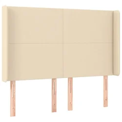 Vidaxl Vzglavje z ušesi krem 147x16x118/128 cm blago