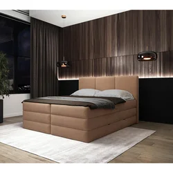 MID.YOU POSTELJA BOXSPRING 180 cm  x 200 cm , les, tekstil, leseni material terakota