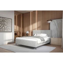MID.YOU OBLAZINJENA POSTELJA 160 cm x 200 cm , les, tekstil, leseni material siva