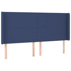 Vidaxl Vzglavje z ušesi modro 163x16x118/128 cm blago