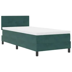 Vidaxl LED Box Spring Postelja Temno zelena 90 x 200 cm Žamet
