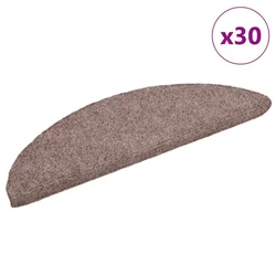 Vidaxl Preproge za stopnice samolepilne 30 kosov 56x17x3 cm svetlo rjave polkrožne