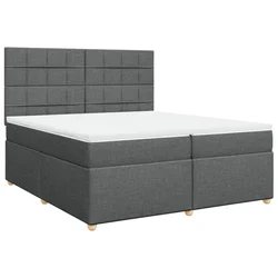 Vidaxl Box spring postelja z vzmetnico temno siva 200x200 cm blago