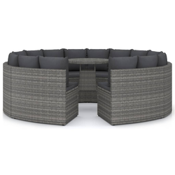 9-dijelni set vrtnih sofa od poliratana s jastucima sivi