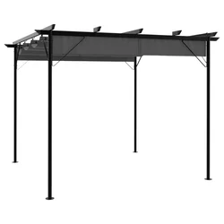 Pergola s pomičnim krovom antracit 3 x 3 m čelična 180 g/m2