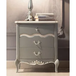 Casa Padrino luxury baroque bedside table with 3 drawers gray/white - Handmade bedside table - Baroque bedroom furniture - Luxury furniture in baroque style - Luxury Quality - Made in Italy