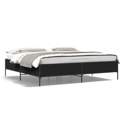 Okvir za krevet crni 200 x 200 cm konstruirano drvo i metal