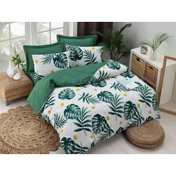 LEssentiel Maison Posteljina Monstera, 200x200cm, Zeleno-bela