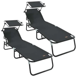 Sklopiva ležaljka za sunčanje 2 pcs Crna 190 x 57 x 81 cm