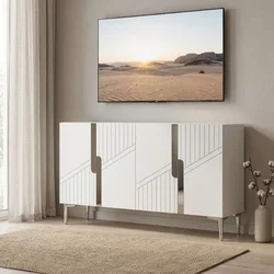 Hanah Home komoda Evva 120, 120 cm, bela / srebrna
