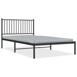 Vidaxl Kovinski posteljni okvir z vzglavjem črn 107x203 cm
