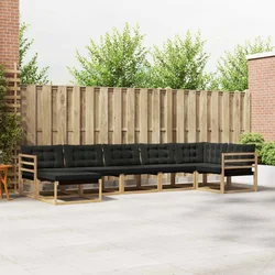 Set vanjskih sofa 7 kom. Bijela i crna Čvrsto drvo akacije