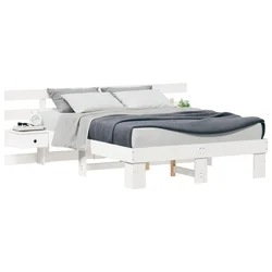 Vidaxl Konstrukcija postelje Bela 135 x 190 cm Masivno borovo les